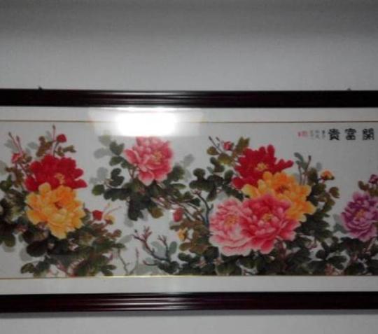 纯手工刺绣花开富贵