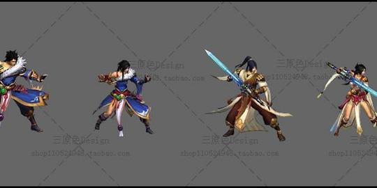 写实武侠6个主角横版战斗8方向行走动作序列帧rpg游戏素材