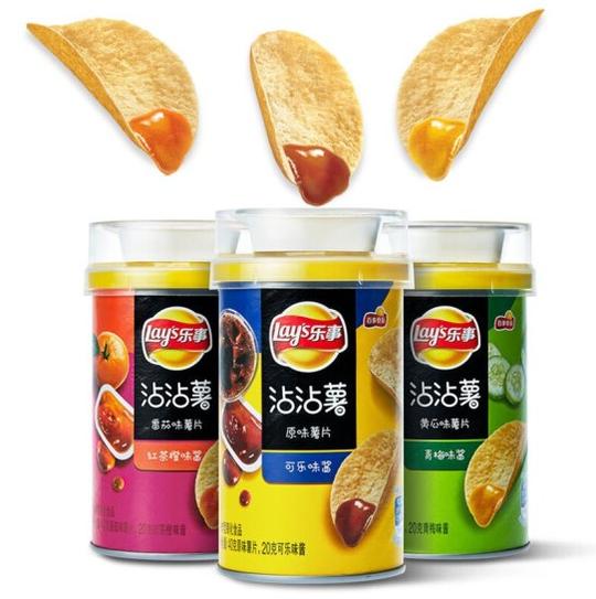 抖音乐事沾沾薯片原味番茄味黄瓜味40g*3罐乐事蘸酱薯片乐事薯片