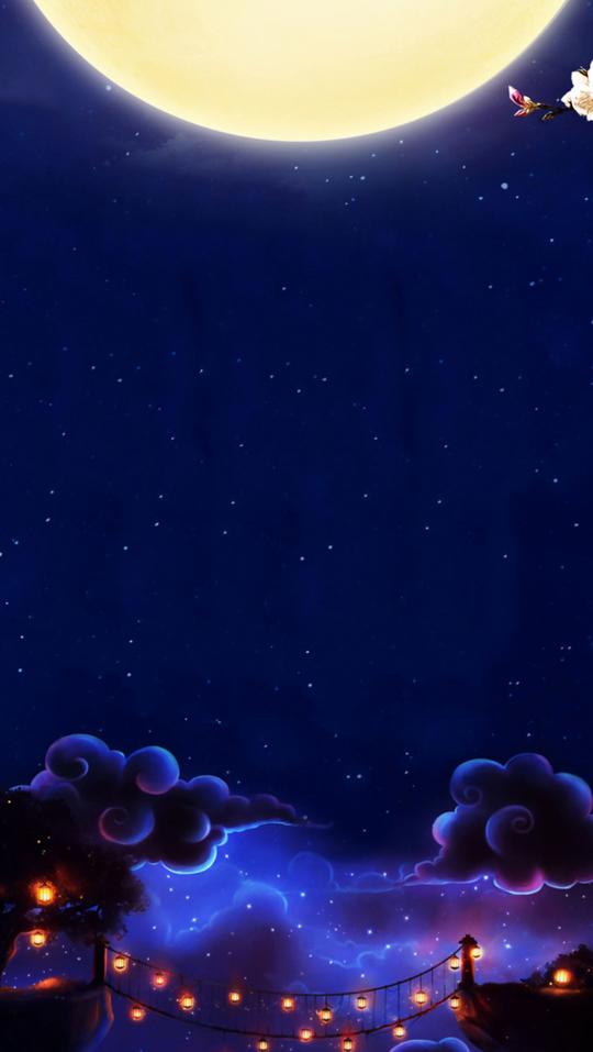 月亮灯光中秋节h5背景素材