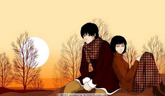 情感插画插图卡通漫画情侣男女感情爱情失恋分手