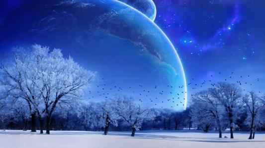 夜晚雪景图片夜晚蓝色雪景高清图片下载_素材之家