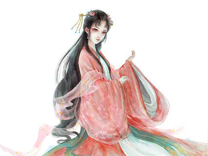 春天春季彩色唯美古风中国风国潮仙女古代女子美女人物png素材元素