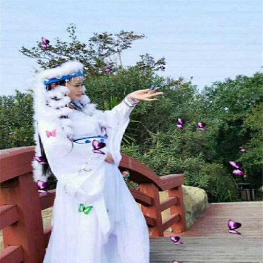 还珠格格的衣服影视古装女还珠格格同款香妃含香蒙古族抖音同款全套含香春夏白色蓝腰封款尺码xs