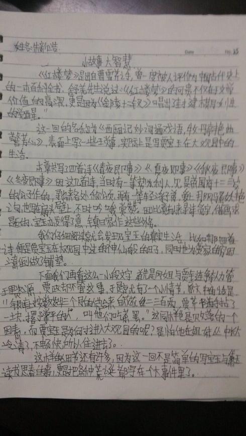 2013小课题--学生作品《红楼梦》有感