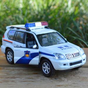 彩珀合金警车模型110警察车能开门有音乐灯光回力益智儿童玩具