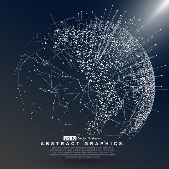 ai海报素材广告设计42款科技感数字地球点线构成世界eps矢量素材