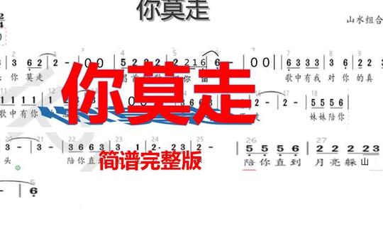 抖音，快手热门歌曲，山水组合的新歌《你莫走》有声简谱完整版