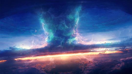 风暴,天空,云,飞船,龙卷风,艺术设计壁纸-1366x768