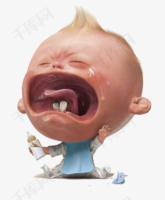 图片素材哭泣的大头小孩按+收藏千库网节省