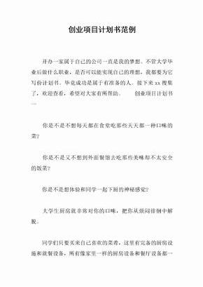 创业项目计划书范例