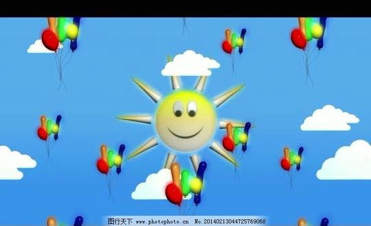 卡通气球背景视频素材卡通背景视频素材卡通白云背景视频儿童娱乐