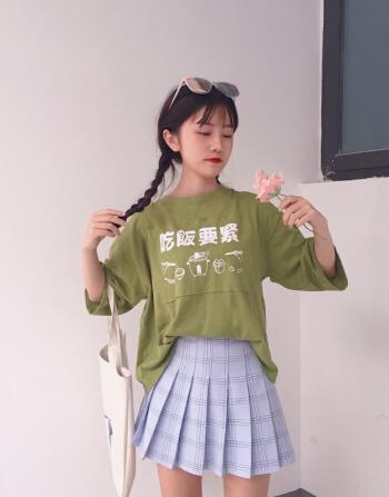 珂樊图允恩同款衣服女快手吃饭要紧闺蜜装夏天抖音同款t恤姐妹装刘