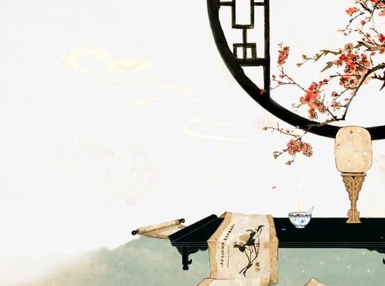 唯美古风水彩插画素材图片免费下载_高清