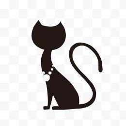 猫咪图案卡通简笔画线条手绘黑色笔画猫