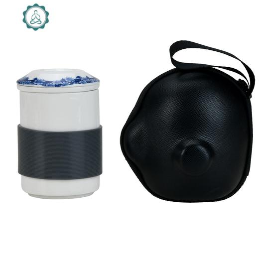 白瓷泡茶杯过滤带盖茶杯陶瓷杯个人办公茶水分离杯便携旅行喝茶杯封后纯白办公杯+带包水具/水杯图片
