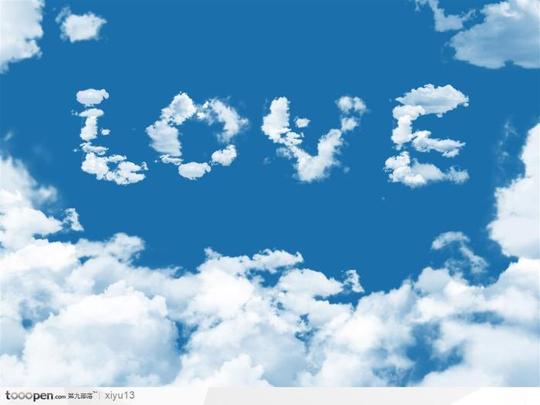 情人节素材-云朵拼组合的love爱的白云综合素材图片素材