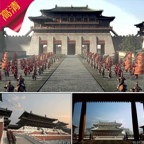古代宫殿皇宫战士进城门视频素材城楼盛唐建筑唐朝皇宫