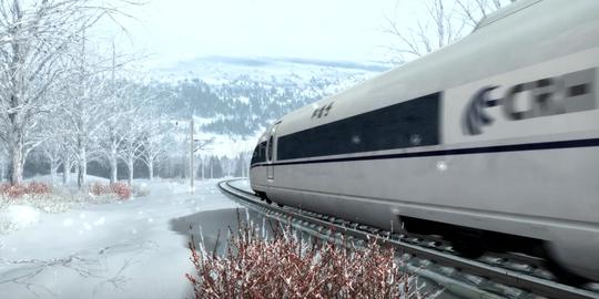 和谐号高铁动车下雪_1280x550_高清视频素材下载(编号
