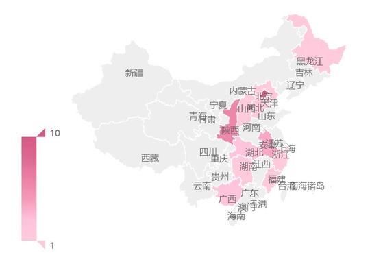 11月各地方创新创业政策热力图(不完全统计)