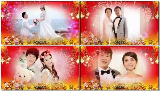 红色喜庆恭贺新禧结婚相册视频会声会影模板