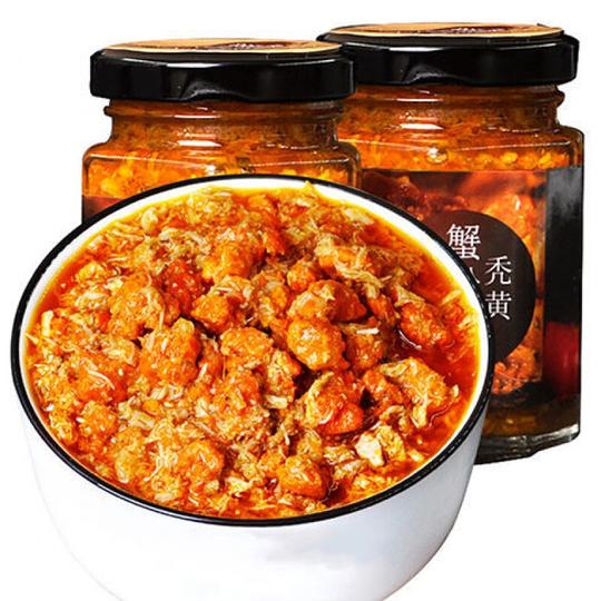 六月季新货蟹黄酱【真蟹黄】秃黄油蟹肉大闸蟹粉螃蟹拌饭即食蟹膏瓶装蟹500克纯蟹黄(家庭2瓶装)