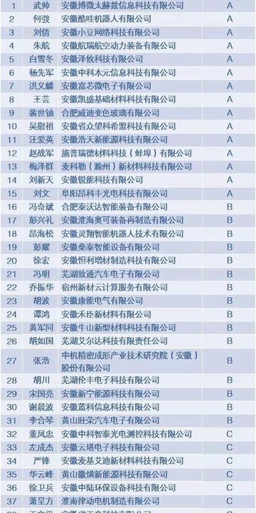 安徽省2017年拟扶持高层次科技人才团队创新创业项目清单