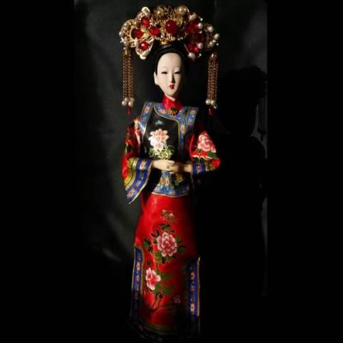 绢人娃娃清朝格格古装摆件工艺品