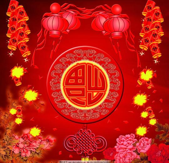 过年灯笼福鞭炮花火牡丹春节节日素材源文件