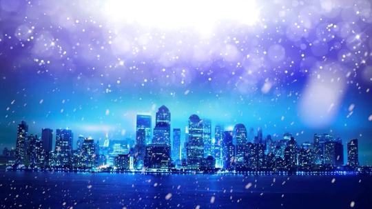 唯美下雪夜景城市_3840x2160_高清视频素材下载(编号