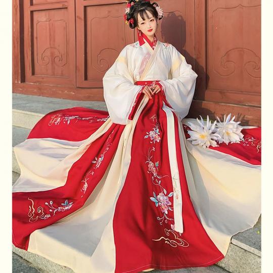 晋制交领汉服女秋冬学生中国风古装原创正品齐腰襦裙白菜正版整套