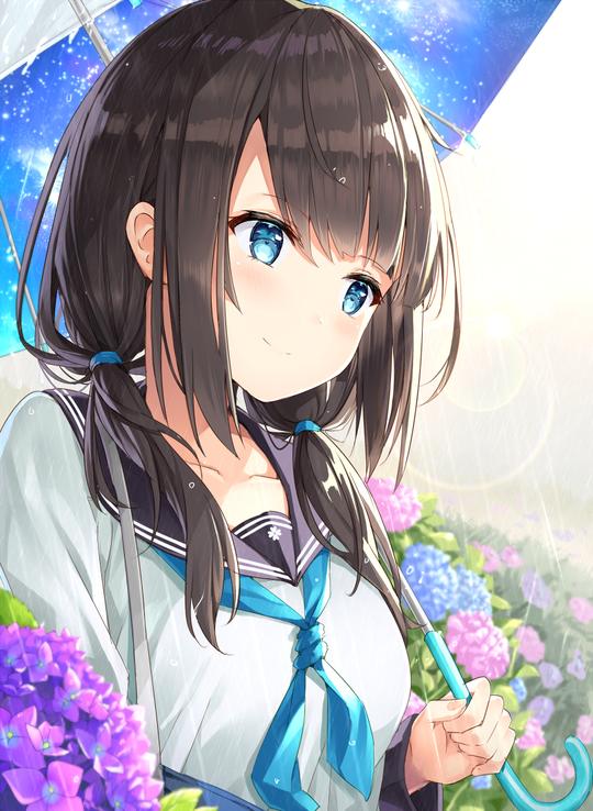 动漫美图丨清爽又可爱的校园美少女,水手服×马尾辫的