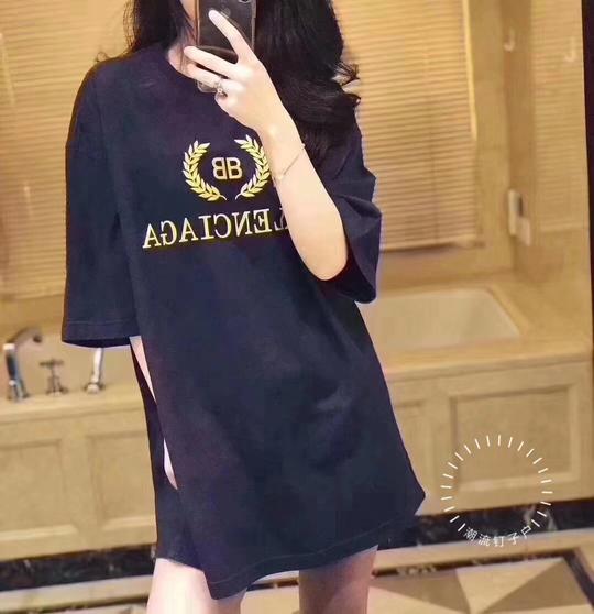 正品balenciaga/巴黎世家19春夏金色双b麦穗字母logo男女短袖t恤