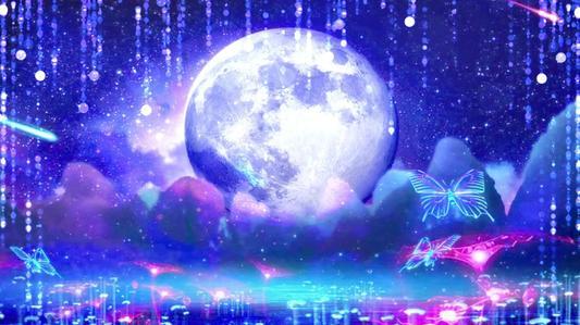 梦幻仙境流星雨星空月亮_1920x1080_高清视频素材下载
