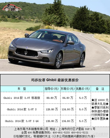 玛莎拉蒂优惠信息