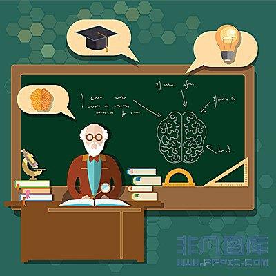 卡通黑板前讲课老师矢量素材下载