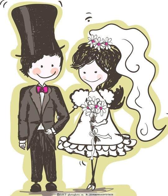 我们结婚吧创意海报卡通画漫画情侣幸福素材天下动漫动画