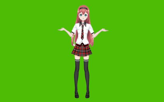 绿幕视频素材卡通妹子