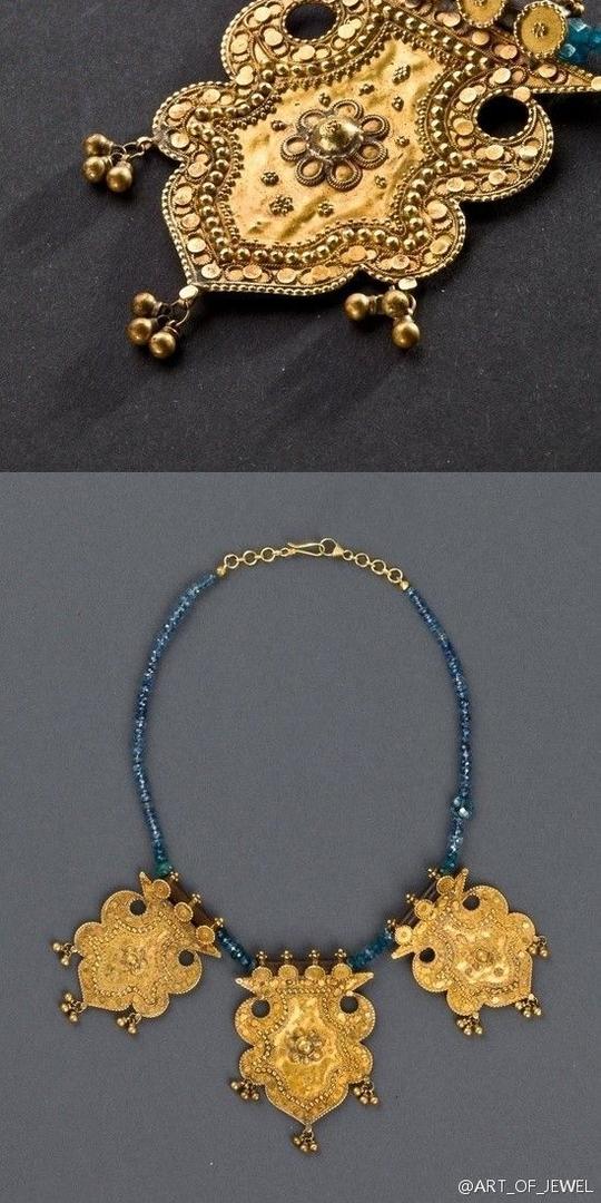 1900年代初黄金垂饰,蓝宝石项链@北坤人素材