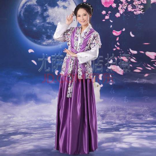 影楼摄影写真服装女士古装汉服丫鬟服装演出古装套装紫色均码
