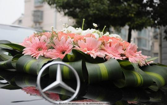 婚礼婚庆花车婚车菊花百合婚礼素材交通工具现代科技