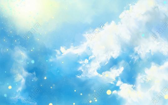 唯美清新梦幻天空云彩云层背景原创插画素材