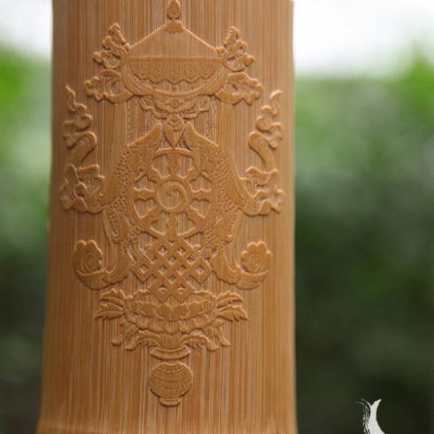 安心の 中国 古竹細工 花蟋蟀彫 香筒 線香筒 V 3164E 彫刻