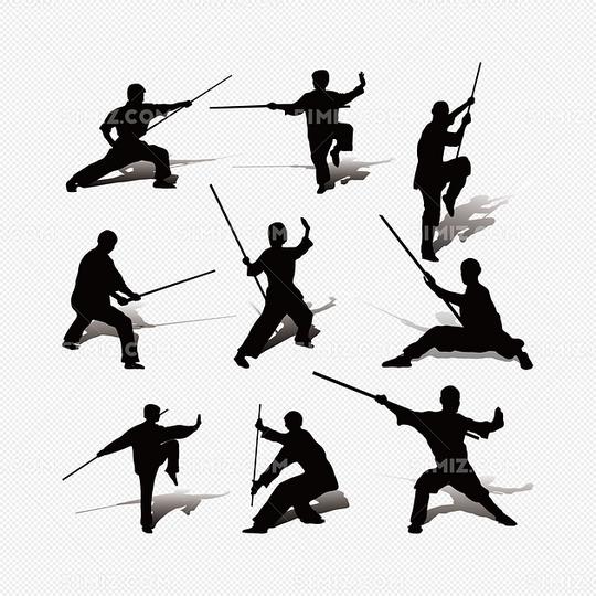 武术人物剪影素材