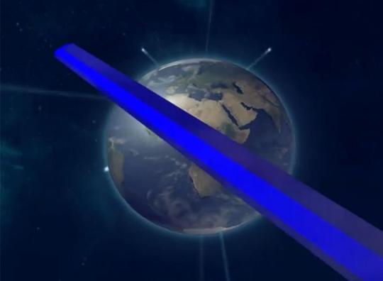 》.视频模仿《新闻联播》形式.开头以旋转的地球为大背景,同时