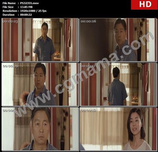 ps32355父亲女儿早饭老人姑娘家人高清实拍视频素材