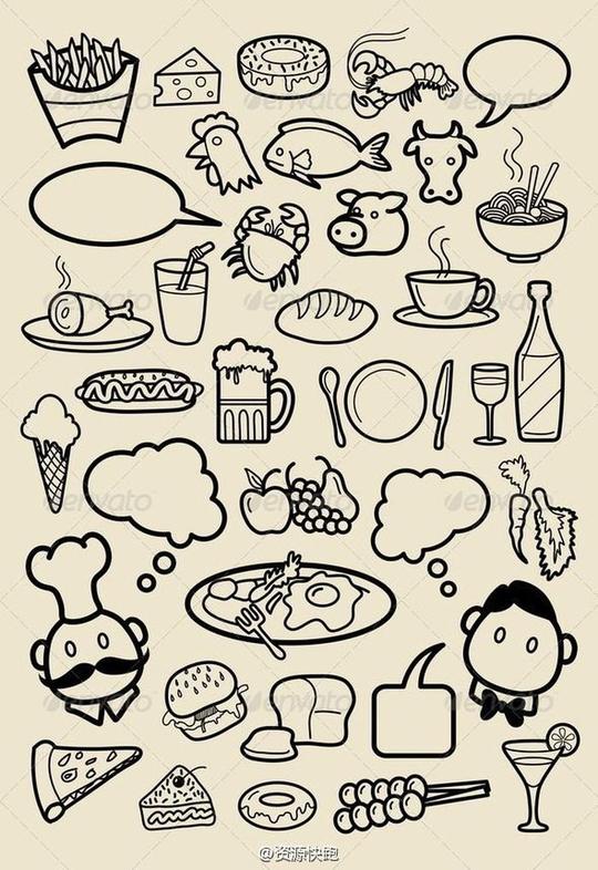 【手绘手帐插画素材】#资源分享##手帐##简笔画#手绘教程之食物&小