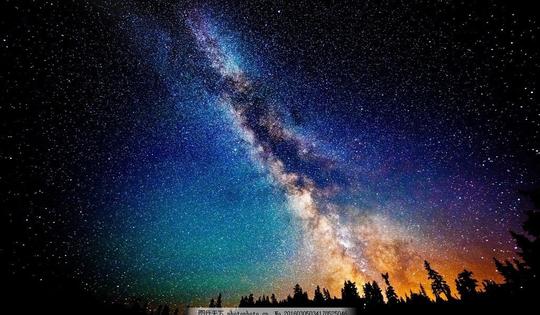 星空延时摄影天空夜晚森林图片素材
