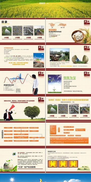 原创设计稿ppt模板/ppt背景图片农业旅游ppt绿色环保农业创业项目
