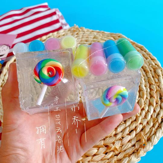 diy云朵泥指纹透泰彩虹解压起泡胶史莱姆成品史莱姆解压玩具